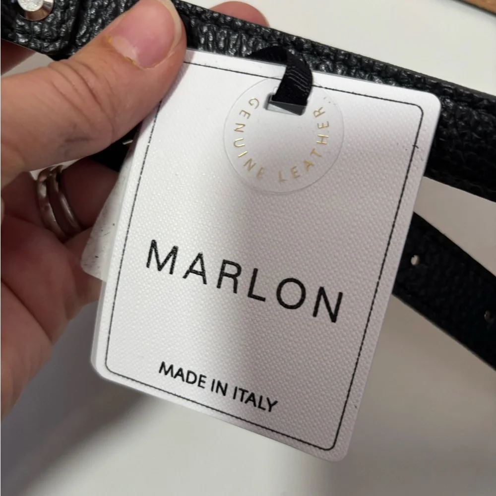 MARLON black Made In Italy Leather Buckle Belt‎